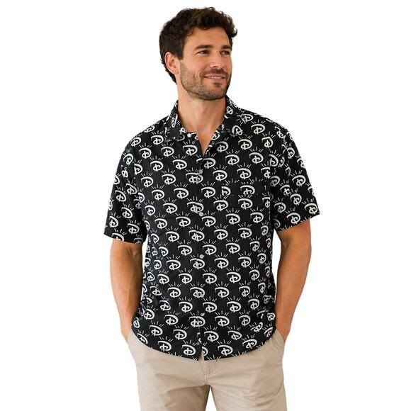 Disney Other - NWT Disney H&M M black white logo print all over graphic short sleeve button up